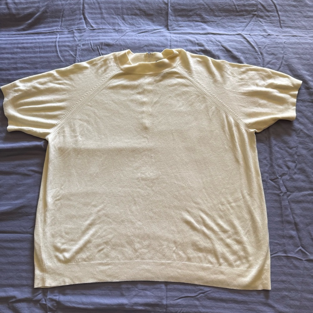 Hampshire Studio Short Sleeve Half-Zip Sweater Top – Cream (Size 2X)